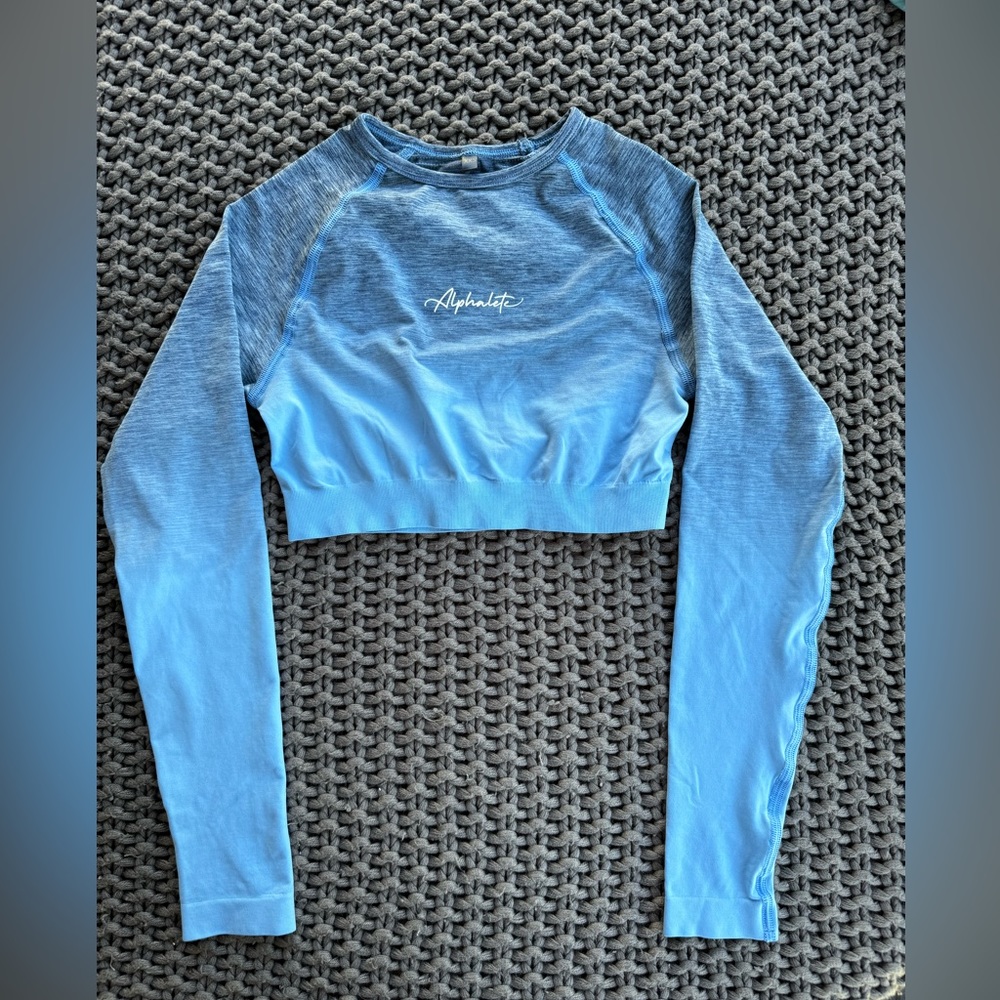 Alphalete Ombre Amplify Seamless Crop Top Blue Black Size XXS , XS NEW